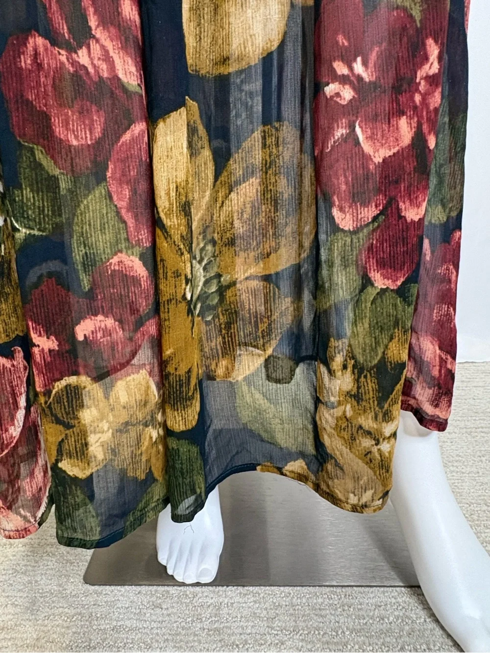 Abercrombie & Fitch Sheer Floral Smocked Neck Long Sleeve Maxi Dress Size XS